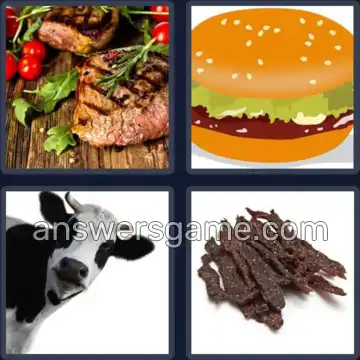 4 Pics 1 Word 4 Letters BEEF