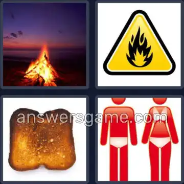 4 Pics 1 Word 4 Letters BURN