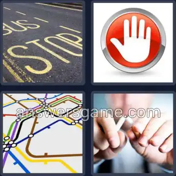 4 Pics 1 Word 4 Letters STOP