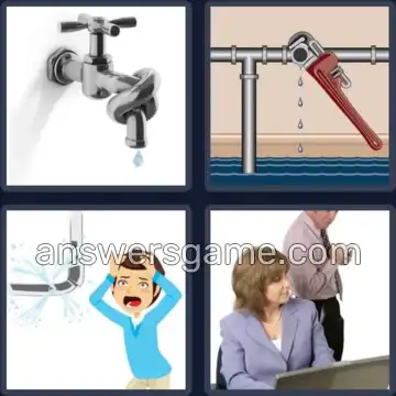 4 Pics 1 Word 4 Letters LEAK