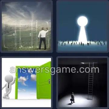 4 Pics 1 Word 4 Letters EXIT