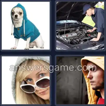 4 Pics 1 Word 4 Letters HOOD