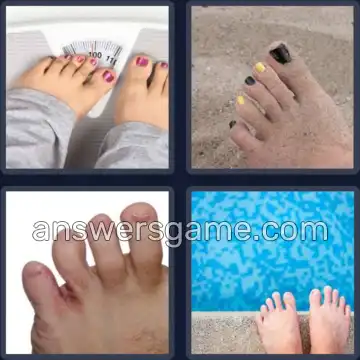 4 Pics 1 Word 4 Letters TOES