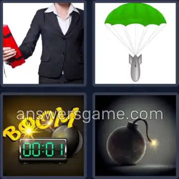 4 Pics 1 Word 4 Letters BOMB