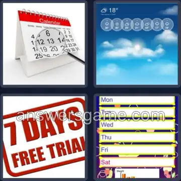 4 Pics 1 Word 4 Letters WEEK
