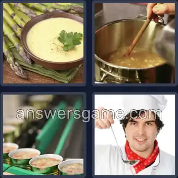 4 Pics 1 Word 4 Letters SOUP