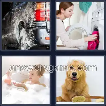 4 Pics 1 Word 4 Letters WASH