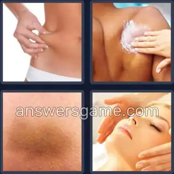 4 Pics 1 Word 4 Letters SKIN