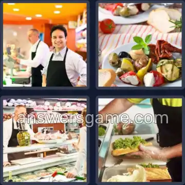 4 Pics 1 Word 4 Letters DELI