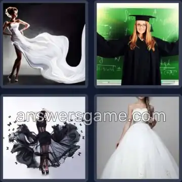 4 Pics 1 Word 4 Letters GOWN