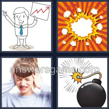 4 Pics 1 Word 4 Letters BOOM