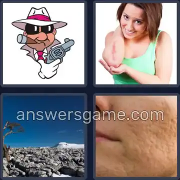 4 Pics 1 Word 4 Letters SCAR