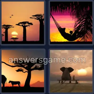 4 Pics 1 Word 4 Letters DUSK
