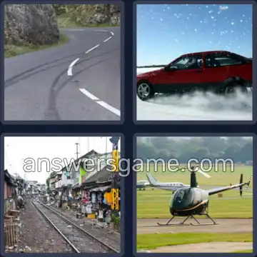 4 Pics 1 Word 4 Letters SKID