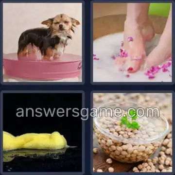 4 Pics 1 Word 4 Letters SOAK