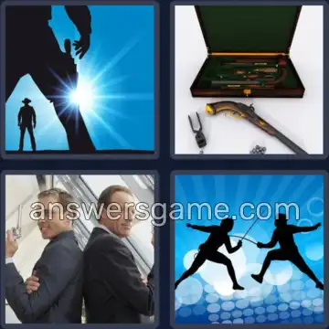4 Pics 1 Word 4 Letters DUEL