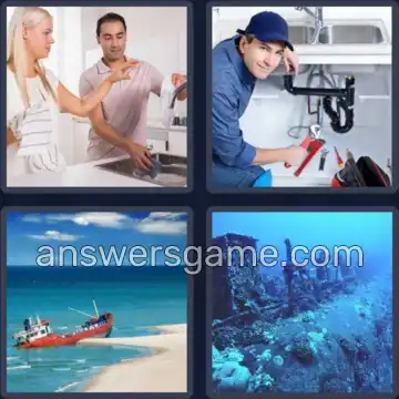 4 Pics 1 Word 4 Letters SINK