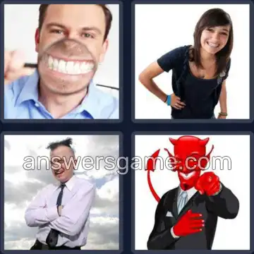 4 Pics 1 Word 4 Letters GRIN