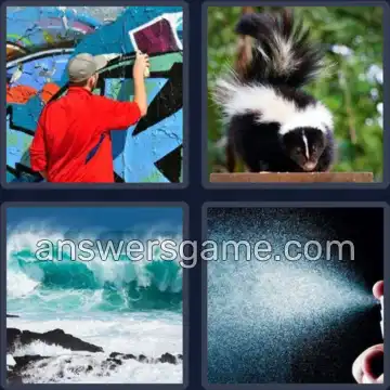 4 Pics 1 Word 5 Letters SPRAY