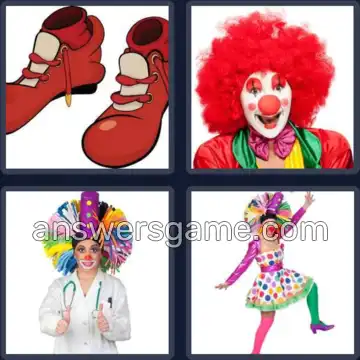 4 Pics 1 Word 5 Letters CLOWN