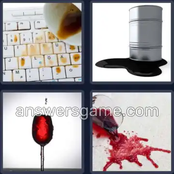4 Pics 1 Word 5 Letters SPILL