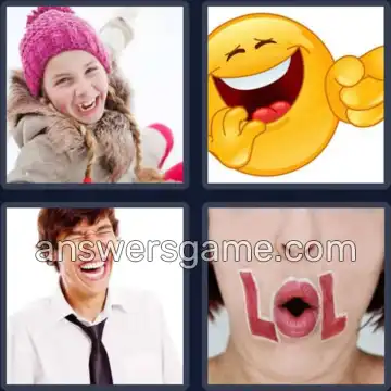 4 Pics 1 Word 5 Letters LAUGH