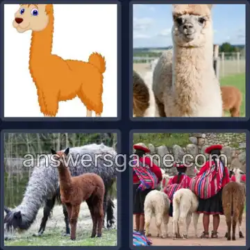 4 Pics 1 Word 5 Letters LLAMA