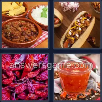 4 Pics 1 Word 5 Letters CHILI