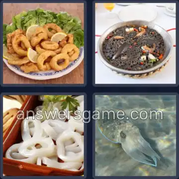 4 Pics 1 Word 5 Letters SQUID