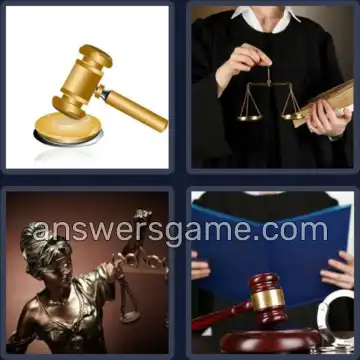 4 Pics 1 Word 5 Letters JUDGE