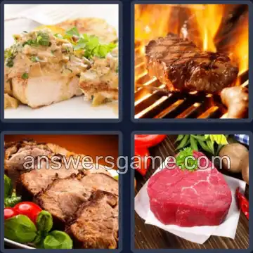 4 Pics 1 Word 5 Letters STEAK