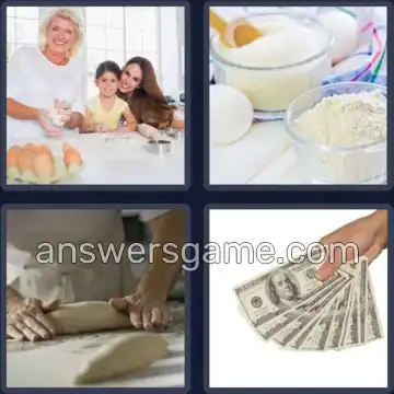 4 Pics 1 Word 5 Letters DOUGH
