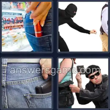 4 Pics 1 Word 5 Letters THEFT