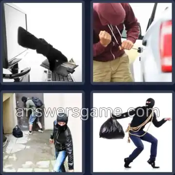 4 Pics 1 Word 5 Letters CRIME