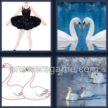 4 Pics 1 Word 5 Letters SWANS