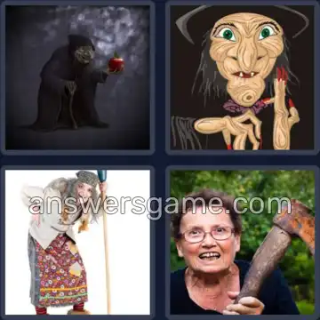 4 Pics 1 Word 5 Letters CRONE
