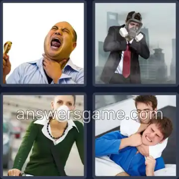 4 Pics 1 Word 5 Letters CHOKE