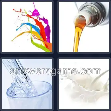 4 Pics 1 Word 5 Letters FLUID