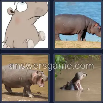 4 Pics 1 Word 5 Letters HIPPO