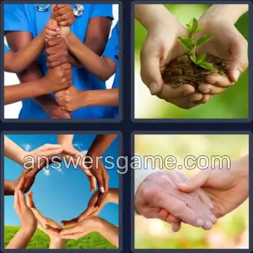 4 Pics 1 Word 5 Letters HANDS