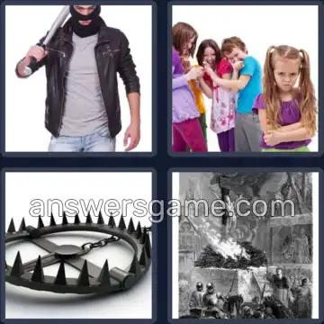 4 Pics 1 Word 5 Letters CRUEL