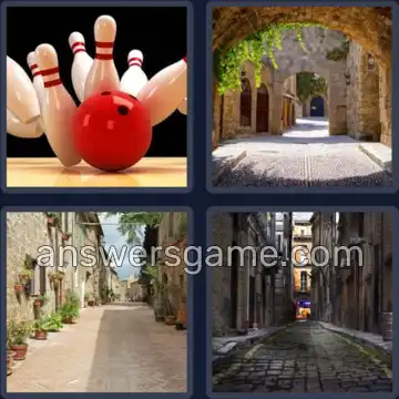 4 Pics 1 Word 5 Letters ALLEY