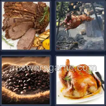 4 Pics 1 Word 5 Letters ROAST