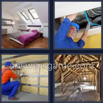 4 Pics 1 Word 5 Letters ATTIC