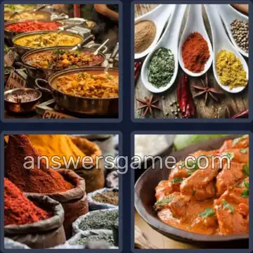 4 Pics 1 Word 5 Letters CURRY