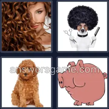 4 Pics 1 Word 5 Letters CURLY