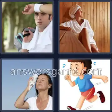 4 Pics 1 Word 5 Letters SWEAT