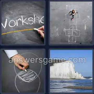 4 Pics 1 Word 5 Letters CHALK