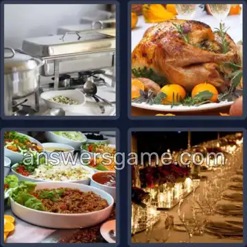 4 Pics 1 Word 5 Letters FEAST