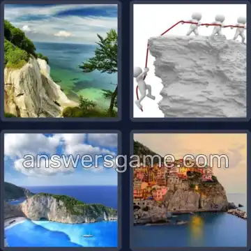 4 Pics 1 Word 5 Letters CLIFF